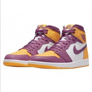 Air Jordan 1 Retro High OG Brotherhood Gold Light Bordeaux Yellow Purple SZ. 10